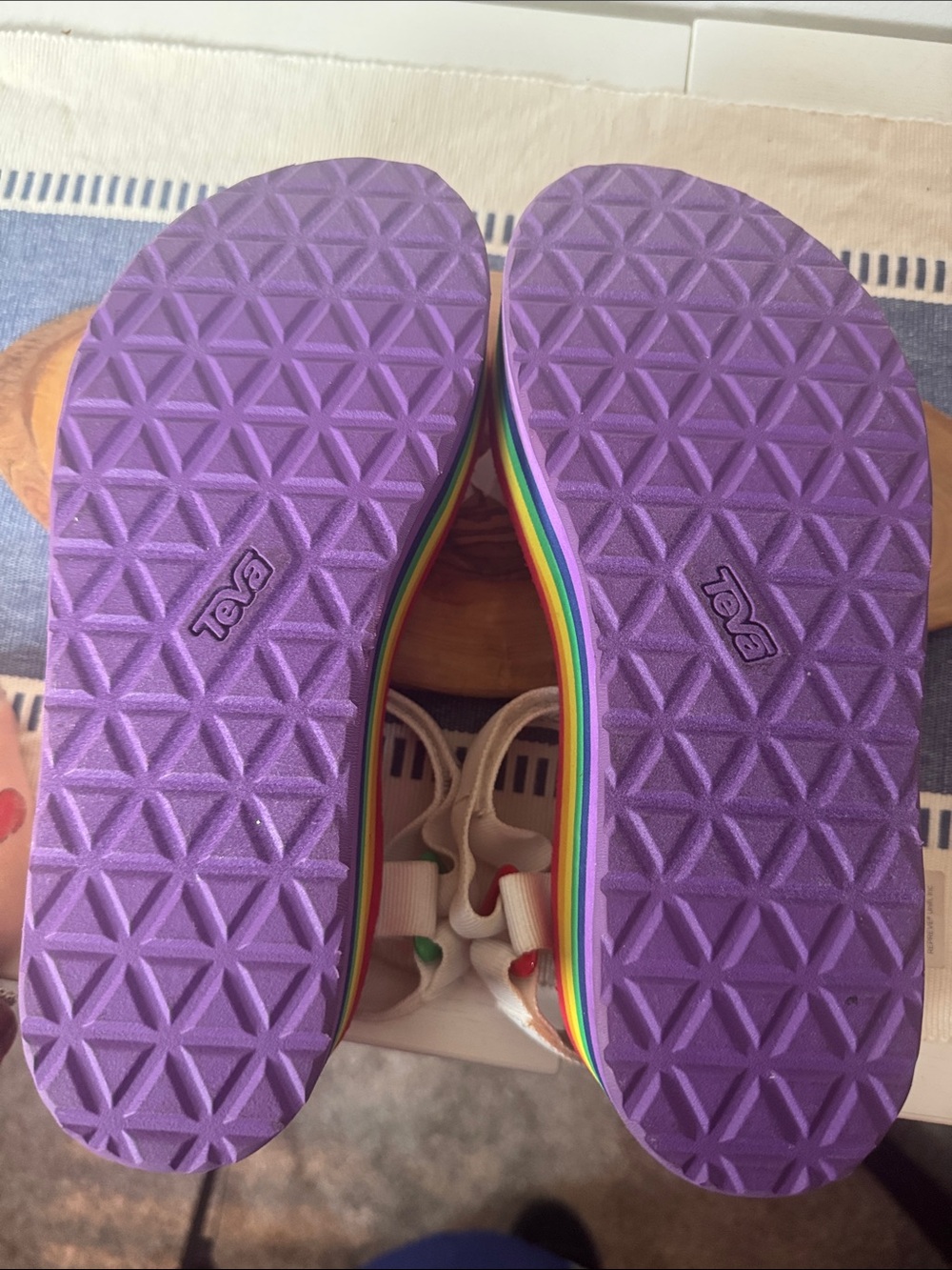 Teva White Sandals with Rainbow Platform - Picture 5 of 13